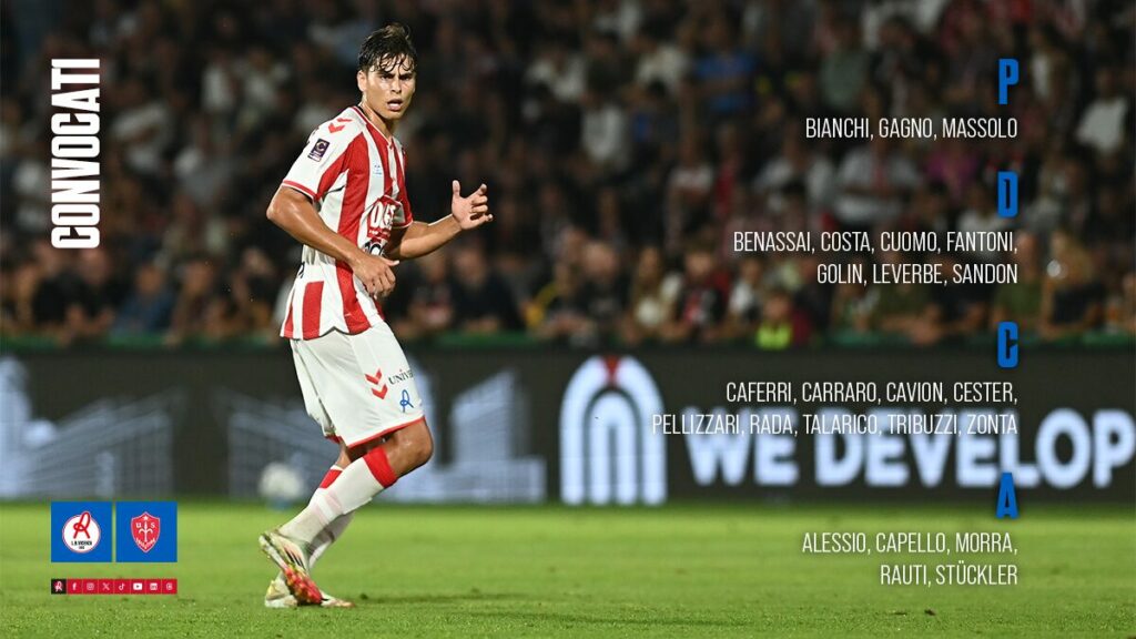 I 24 biancorossi convocati per la sfida con la Triestina
