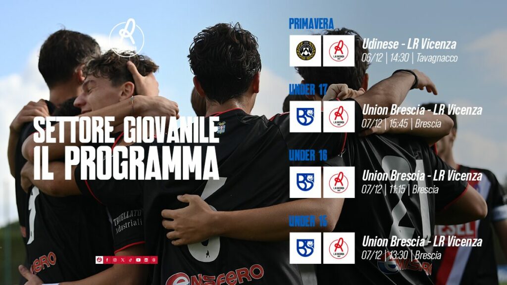 Il programma delle gare del settore giovanile