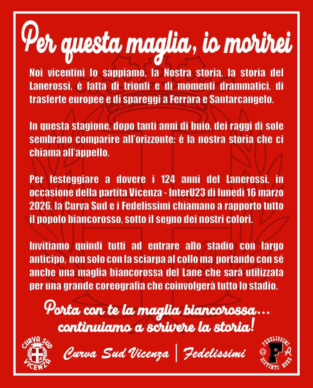 Curva sud per il compleanno del Lane