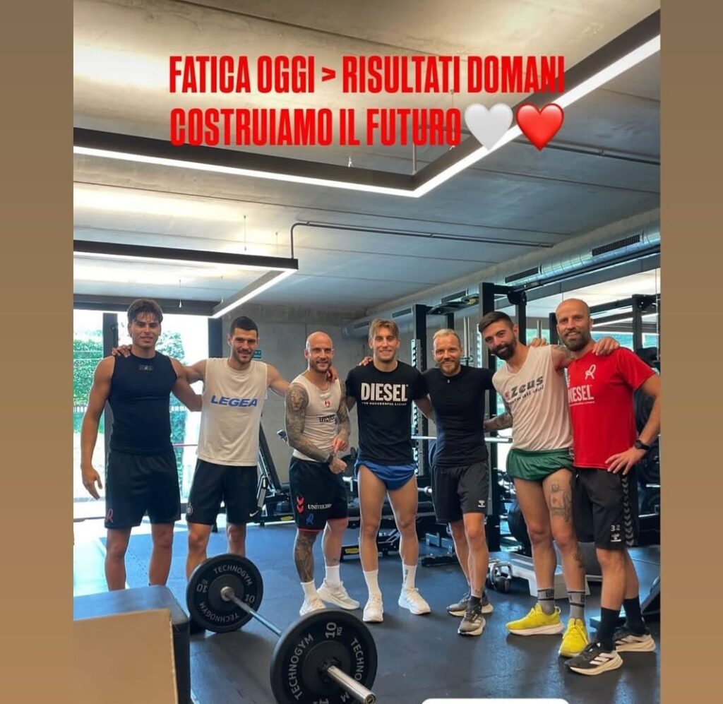 I biancorossi al lavoro in palestra