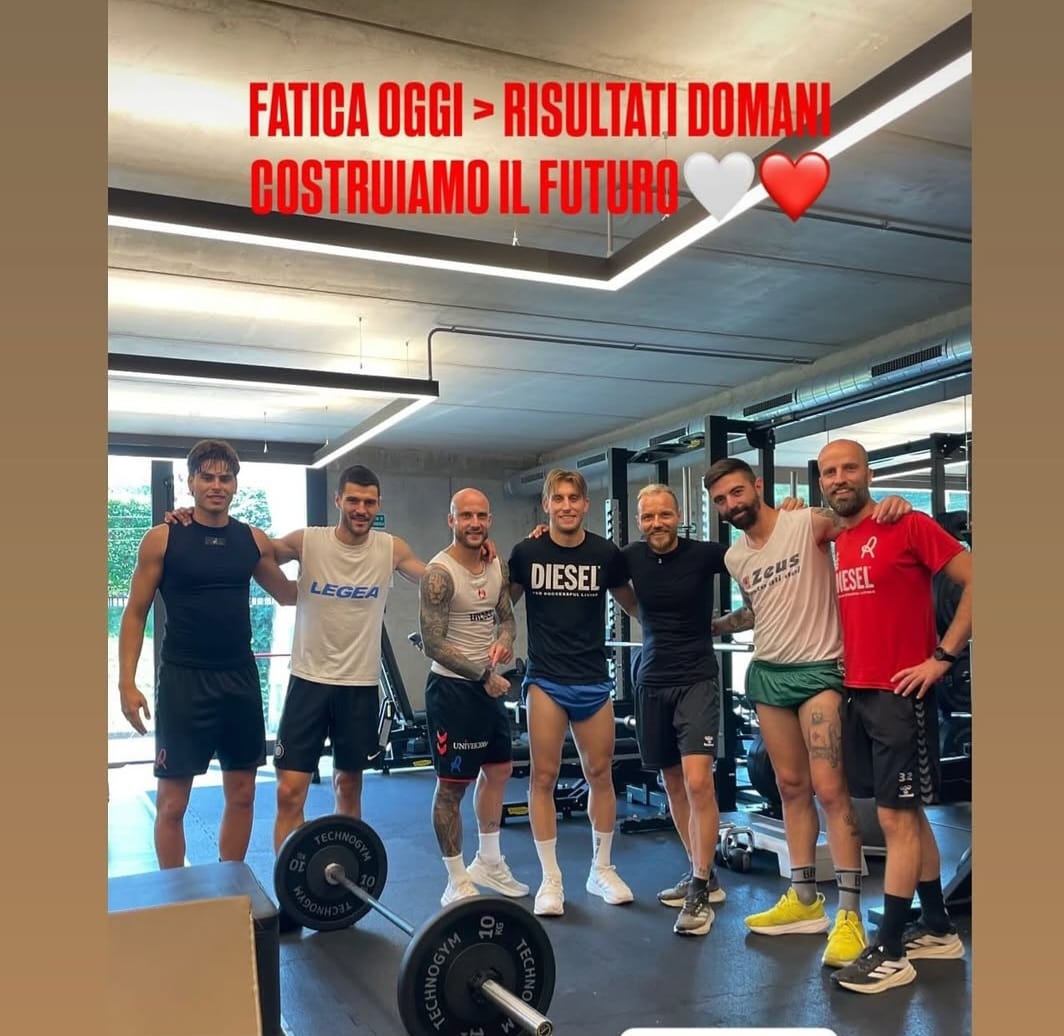 I biancorossi al lavoro in palestra